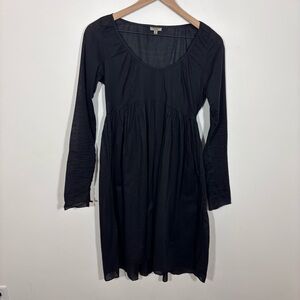 Morgane Le Fay Classic Black Long-Sleeve Dress Lightweight Unlined Cotton LBD SM